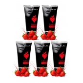 Набор из 5 съедобных лубрикантов JUJU со вкусом клубники - JuJu - купить с доставкой в Сергиевом Посаде