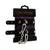 Черно-фиолетовые скругленные наручники с мягкой подкладкой - Crazy Handmade - купить с доставкой в Сергиевом Посаде