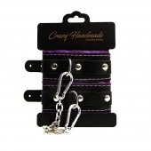 Черно-фиолетовые скругленные наручники с мягкой подкладкой - Crazy Handmade - купить с доставкой в Сергиевом Посаде