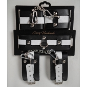 Набор фиксаторов из черной и белой натуральной кожи - Crazy Handmade - купить с доставкой в Сергиевом Посаде