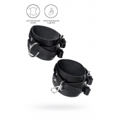 Черные кожаные оковы с двумя перекрёстными ремешками - Pecado - купить с доставкой в Сергиевом Посаде