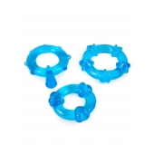 Набор из 3 синих эрекционных колец с различным рельефом - Erowoman-Eroman - в Сергиевом Посаде купить с доставкой
