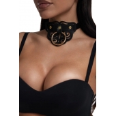 Черный чокер с клепками и золотистой фурнитурой - Crazy Handmade - купить с доставкой в Сергиевом Посаде