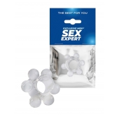 Прозрачное эрекционное кольцо с 6 стимулирующими шариками - Sex Expert - в Сергиевом Посаде купить с доставкой