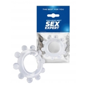 Прозрачное эрекционное кольцо со стимулирующими шариками - Sex Expert - в Сергиевом Посаде купить с доставкой