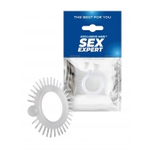 Эластичное эрекционное кольцо с шипиками и шариком - Sex Expert - в Сергиевом Посаде купить с доставкой