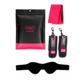 Черно-розовый эротический набор: маска, наручники и повязка - Erokay - купить с доставкой в Сергиевом Посаде
