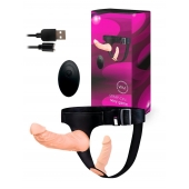Женский страпон с 2 насадками, вибрацией и пультом ДУ - Erowoman-Eroman - купить с доставкой в Сергиевом Посаде