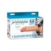 Телесный пустотелый фаллопротез 5’’ Hollow Silicone Strap-On - 14 см. - Pipedream - купить с доставкой в Сергиевом Посаде