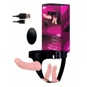 Женский страпон с 3 насадками и вибрацией - Erowoman-Eroman - купить с доставкой в Сергиевом Посаде