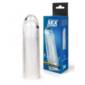 Прозрачная закрытая насадка на пенис с ребрышками - 16 см. - Sex Expert - в Сергиевом Посаде купить с доставкой