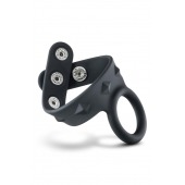 Черное эрекционное кольцо с подхватом мошонки на кнопках VS6 - Blush Novelties - в Сергиевом Посаде купить с доставкой