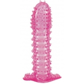 Гелевая розовая насадка с шипами - 12 см. - Toyfa Basic - в Сергиевом Посаде купить с доставкой