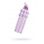 Гелевая фиолетовая насадка с шариками, шипами и усиком - 11 см. - Toyfa Basic - в Сергиевом Посаде купить с доставкой