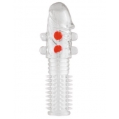 Гелевая прозрачная насадка с шариками и шипами - 14 см. - Toyfa Basic - в Сергиевом Посаде купить с доставкой