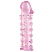 Гелевая розовая насадка на фаллос с шипами - 12 см. - Toyfa Basic - в Сергиевом Посаде купить с доставкой