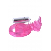 Розовая вибронасадка со стимулятор клитора   Язычок - Toyfa Basic - в Сергиевом Посаде купить с доставкой