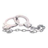 Наручники из металла с длинной цепочкой CHROME HANDCUFFS METAL HANDCUFFS W. KEY - NMC - купить с доставкой в Сергиевом Посаде