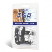 Утяжка на пенис на замочке Duo Cock And Ball Lock - BlueLine - купить с доставкой в Сергиевом Посаде