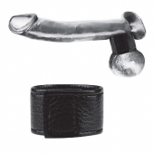 Чёрная утяжка на мошонку 1  Velcro Ball Stretcher - BlueLine - купить с доставкой в Сергиевом Посаде