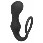 Чёрное эрекционное кольцо с анальной пробкой Double Pleasure Anal Plug - Lola Games - в Сергиевом Посаде купить с доставкой
