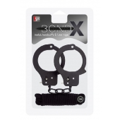 Чёрные наручники из листового металла в комплекте с веревкой BONDX METAL CUFFS LOVE ROPE SET - Dream Toys - купить с доставкой в Сергиевом Посаде