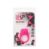 Розовое эрекционное кольцо с щеточкой LIT-UP SILICONE STIMU RING 5 - Dream Toys - в Сергиевом Посаде купить с доставкой