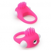 Розовое эрекционное кольцо с щеточкой LIT-UP SILICONE STIMU RING 5 - Dream Toys - в Сергиевом Посаде купить с доставкой