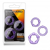 Набор из 3 фиолетовых эрекционных колец Stay Hard Beaded Cockrings - Blush Novelties - в Сергиевом Посаде купить с доставкой