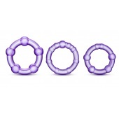 Набор из 3 фиолетовых эрекционных колец Stay Hard Beaded Cockrings - Blush Novelties - в Сергиевом Посаде купить с доставкой