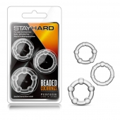 Набор из 3 прозрачных эрекционных колец Stay Hard Beaded Cockrings - Blush Novelties - в Сергиевом Посаде купить с доставкой