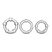 Набор из 3 прозрачных эрекционных колец Stay Hard Beaded Cockrings - Blush Novelties - в Сергиевом Посаде купить с доставкой