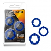 Набор из 3 синих эрекционных колец Stay Hard Beaded Cockrings - Blush Novelties - в Сергиевом Посаде купить с доставкой