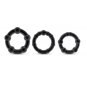 Набор из 3 чёрных эрекционных колец Stay Hard Beaded Cockrings - Blush Novelties - в Сергиевом Посаде купить с доставкой