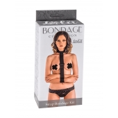 Ошейник с длинной лентой и наручниками Strap Bondage Kit Plus Size - Lola Games - купить с доставкой в Сергиевом Посаде