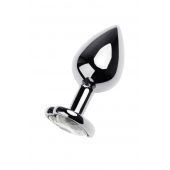 Серебристая анальная пробка с прозрачным кристаллом-сердцем - 8 см. - ToyFa - купить с доставкой в Сергиевом Посаде