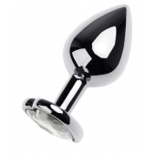 Серебристая анальная пробка с прозрачным кристаллом-сердцем - 8 см. - ToyFa - купить с доставкой в Сергиевом Посаде