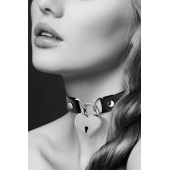 Черный чокер с замком в форме сердца - Bijoux Pour Toi - купить с доставкой в Сергиевом Посаде