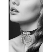Черный чокер с двумя кольцами - Bijoux Pour Toi - купить с доставкой в Сергиевом Посаде