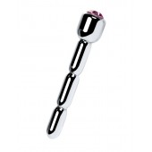 Серебристый уретральный плаг со стразом - 7 см. - ToyFa - купить с доставкой в Сергиевом Посаде