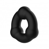 Черное эрекционное кольцо с 3 шариками - Baile - в Сергиевом Посаде купить с доставкой