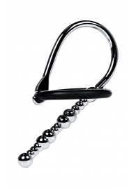 Серебристый уретральный плаг-бусины TOYFA Metal с мягким фиксириющим кольцом - ToyFa - купить с доставкой в Сергиевом Посаде