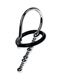 Серебристый уретральный плаг-бусины TOYFA Metal с мягким фиксириющим кольцом - ToyFa - купить с доставкой в Сергиевом Посаде