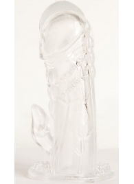 Прозрачная гелевая насадка с клиторальным отростком - 13 см. - Toyfa Basic - в Сергиевом Посаде купить с доставкой