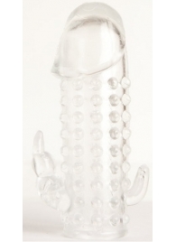 Гелевая прозрачная насадка с 2 отростками - 13 см. - Toyfa Basic - в Сергиевом Посаде купить с доставкой