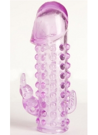 Закрытая фиолетовая насадка с 2 отростками - 13 см. - Toyfa Basic - в Сергиевом Посаде купить с доставкой