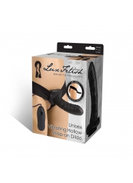 Чёрный полый страпон с вибрацией Unisex Vibrating Hollow Strap-On - 14 см. - Lux Fetish - купить с доставкой в Сергиевом Посаде