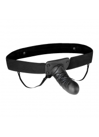 Чёрный полый страпон с вибрацией Unisex Vibrating Hollow Strap-On - 14 см. - Lux Fetish - купить с доставкой в Сергиевом Посаде