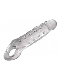 Прозразная закрытая насадка на пенис с поддержкой мошонки Clearly Ample Penis Enhancer - 22 см. - XR Brands - в Сергиевом Посаде купить с доставкой