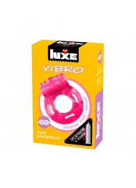 Розовое эрекционное виброкольцо Luxe VIBRO  Ужас Альпиниста  + презерватив - Luxe - в Сергиевом Посаде купить с доставкой